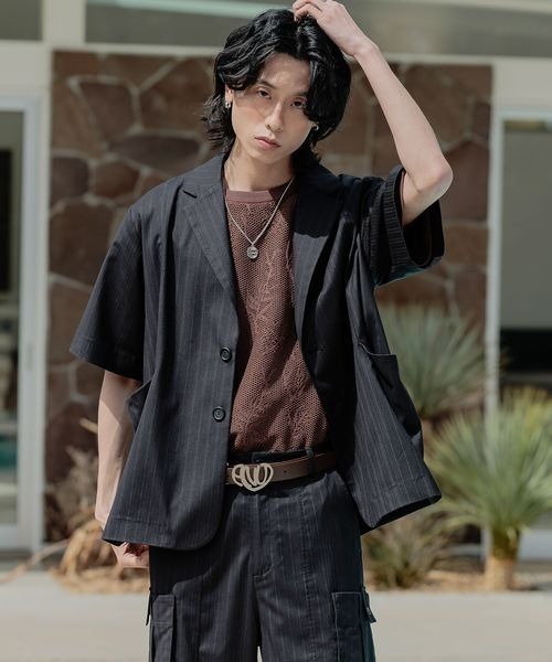 セール】【UNISEX/SETUP対応】セットアップ半袖ジャケット