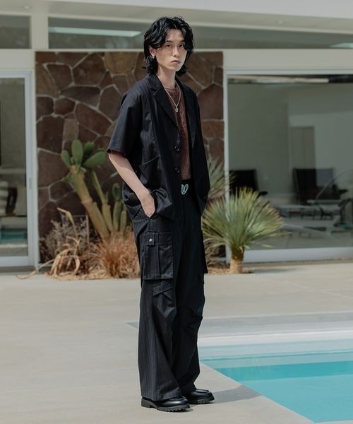 UNISEX/SETUP対応】セットアップ半袖ジャケット（テーラード