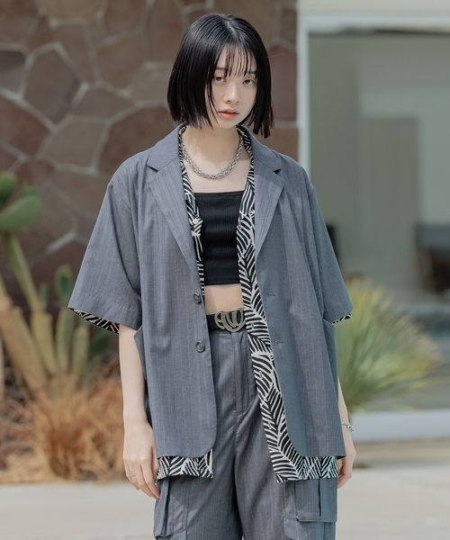セール】【UNISEX/SETUP対応】セットアップ半袖ジャケット