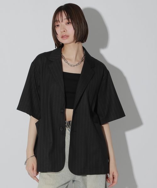 【高額売筋】 UNISEX/SETUP対応】セットアップ半袖ジャケット（テーラード ジャケット・アウター