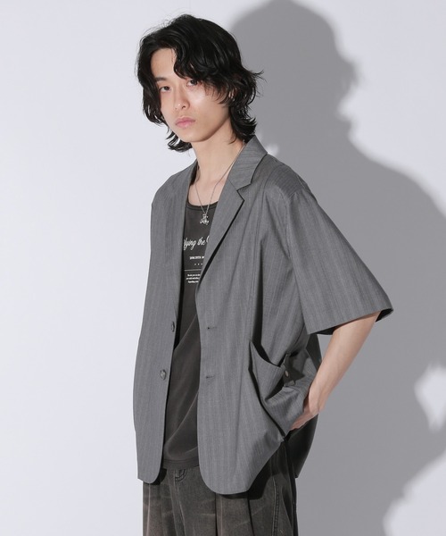 UNISEX/SETUP対応】セットアップ半袖ジャケット（テーラード