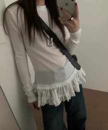 CERCA（チェルカ）の「【 MEMECLE / メメクル 】シースルー 裾フリルレイヤード カットソー（Tシャツ/カットソー）」