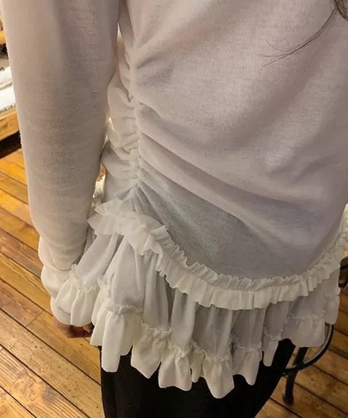 CERCA(チェルカ)の「【 MEMECLE / メメクル 】シースルー 裾フリルレイヤード カットソー(Tシャツ/カットソー・レディース・ブラック/ホワイト・L/S/M)」の13枚目の写真