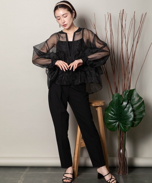 lodie(ロディ)の「ラッフルフリル オーガンジーシアーブルソン(シャツ/ブラウス・レディース・ブラック/オフホワイト/グレー・FREE)」の12枚目の写真