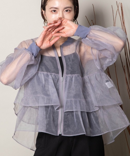 lodie(ロディ)の「ラッフルフリル オーガンジーシアーブルソン(シャツ/ブラウス・レディース・ブラック/オフホワイト/グレー・FREE)」の13枚目の写真