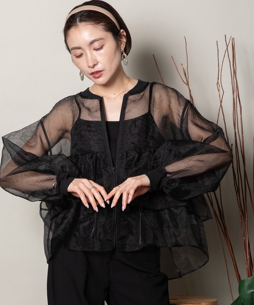 lodie(ロディ)の「ラッフルフリル オーガンジーシアーブルソン(シャツ/ブラウス・レディース・ブラック/オフホワイト/グレー・FREE)」の8枚目の写真