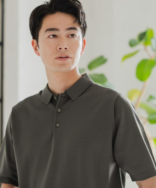 GLOBAL WORK（グローバルワーク）の「アンチピリングハイゲージニット/ポロ/半袖/287553（ニット/セーター・メンズ・ラベンダー/チャコール/カーキ/ブラック/ネイビー/ライトグレー・SMALL/MEDIUM/LARGE/X-LARGE）」の3枚目の写真