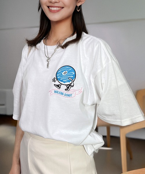 セール】ウォーキング ドーナツ ワイドシルエット 半袖 Tシャツ 韓国