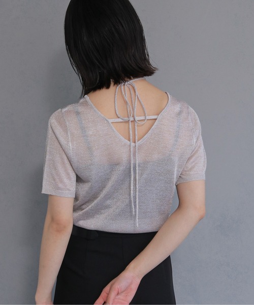 cheriella(シェリエラ)の「【cheriella】ネックデザインラメトップス NECK DESIGN LAME TOPS(Tシャツ/カットソー・レディース・レッド/チャコールグレー/ブラック/グレイッシュベージュ・M)」の19枚目の写真
