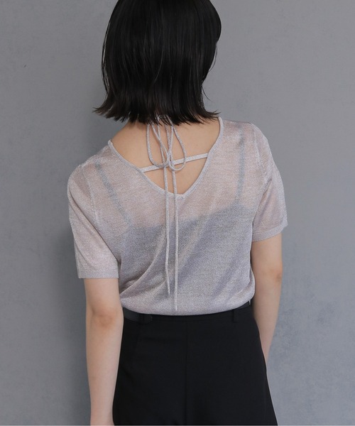 cheriella(シェリエラ)の「【cheriella】ネックデザインラメトップス NECK DESIGN LAME TOPS(Tシャツ/カットソー・レディース・レッド/チャコールグレー/ブラック/グレイッシュベージュ・M)」の20枚目の写真