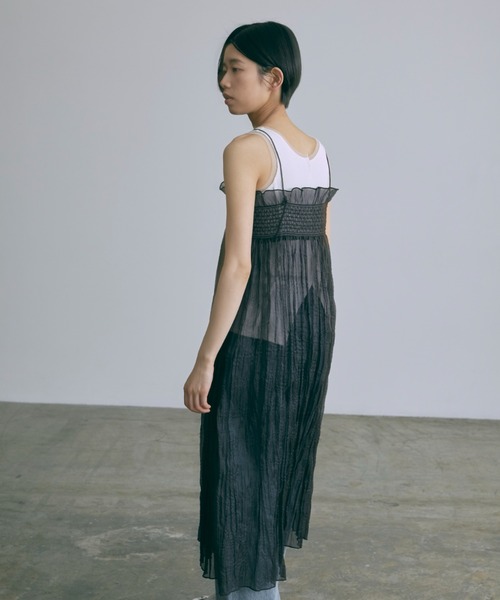 EN NEUME(エンノイム)の「Tulle Piping Tank Top(タンクトップ・レディース・ブラック/オフホワイト/ベージュ・FREE)」の7枚目の写真