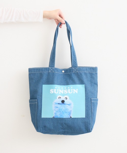 Paradise Picnic（パラダイスピクニック）の「【パペットスンスン】デニムトートバッグ（トートバッグ・レディース・ブルー・FREE）」の2枚目の写真