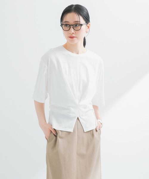 45R リネン タックレースカットソー サイズ3 レース襟リボン付ブラウス | axes femme online shop