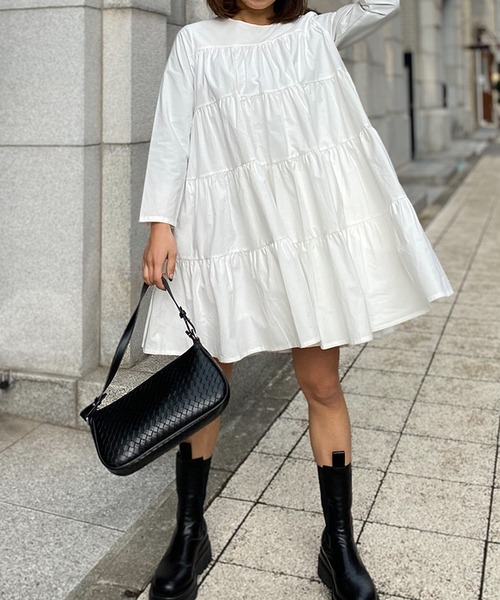 ショートティアードワンピース【低身長・小柄女性向け】（ワンピース