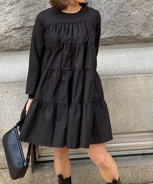 ST.ROONEY(セントルーニー)の「ショートティアードワンピース【低身長・小柄女性向け】(ワンピース・レディース・ブラック/ホワイト・XS)」の2枚目の写真