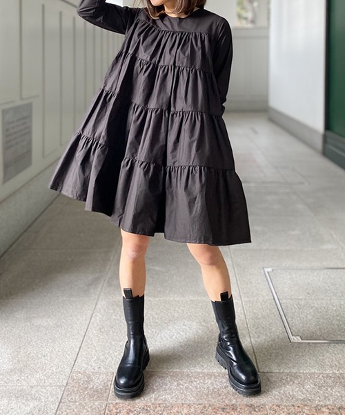 ST.ROONEY(セントルーニー)の「ショートティアードワンピース【低身長・小柄女性向け】(ワンピース・レディース・ブラック/ホワイト・XS)」の6枚目の写真