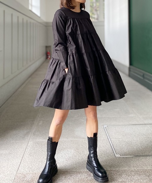 ST.ROONEY(セントルーニー)の「ショートティアードワンピース【低身長・小柄女性向け】(ワンピース・レディース・ブラック/ホワイト・XS)」の7枚目の写真
