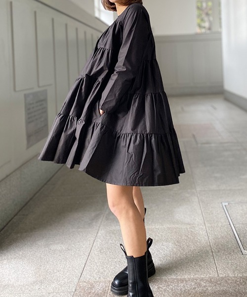 ST.ROONEY(セントルーニー)の「ショートティアードワンピース【低身長・小柄女性向け】(ワンピース・レディース・ブラック/ホワイト・XS)」の8枚目の写真
