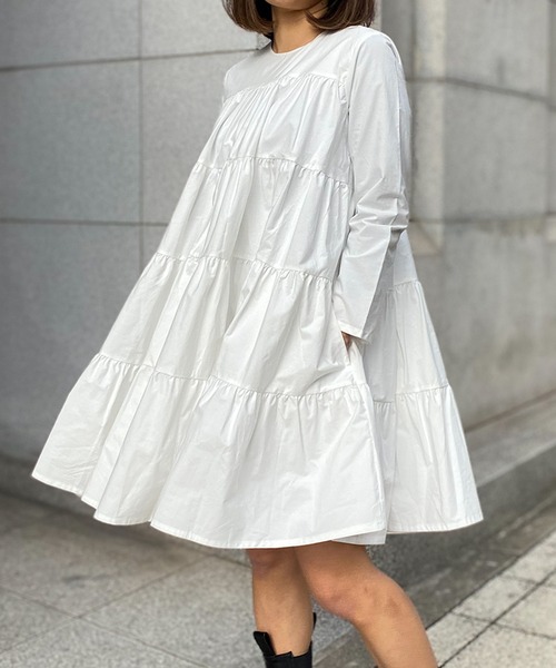 ST.ROONEY(セントルーニー)の「ショートティアードワンピース【低身長・小柄女性向け】(ワンピース・レディース・ブラック/ホワイト・XS)」の9枚目の写真