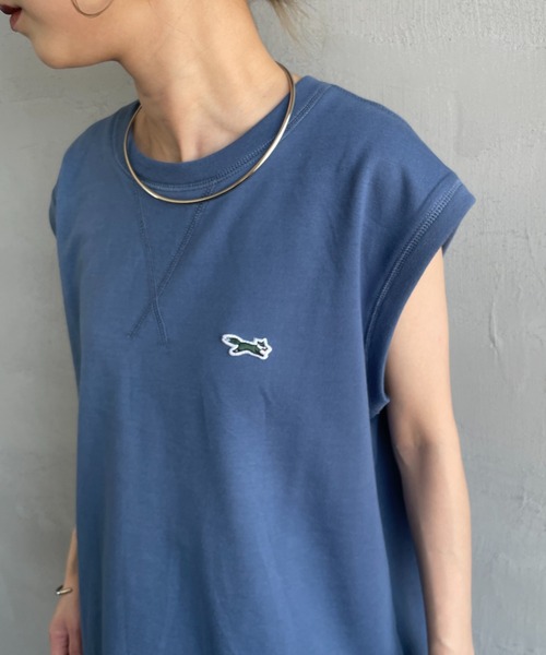 TOWNCRAFT（タウンクラフト）の「[TOWN CRAFT/タウンクラフト・THE FOX/ザフォックス] 別注 ワンポイントロゴワッペン ミニ裏毛 ノースリーブTシャツ（Tシャツ/カットソー・レディース・チャコールグレー/ライトグレー/ブルー・S/M）」の10枚目の写真