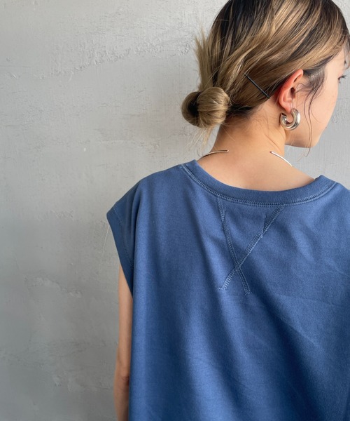 TOWNCRAFT（タウンクラフト）の「[TOWN CRAFT/タウンクラフト・THE FOX/ザフォックス] 別注 ワンポイントロゴワッペン ミニ裏毛 ノースリーブTシャツ（Tシャツ/カットソー・レディース・チャコールグレー/ライトグレー/ブルー・S/M）」の11枚目の写真