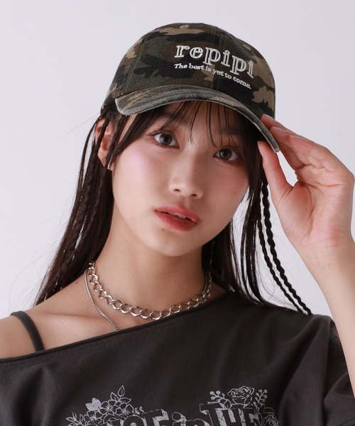 repipi armario（レピピ アルマリオ）の「【手洗い可能】ピグメントロゴキャップ（キャップ・キッズ・アイボリー/ピンク/カモフラージュ/ブルー/ブラック・FREE）」の5枚目の写真