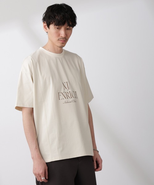 NANO universe（ナノユニバース）の「「NJ/CLUB」 ENRICHプリント切り替え Tシャツ（Tシャツ/カットソー・メンズ・ベージュ系その他/グリーン・L/M）」の2枚目の写真