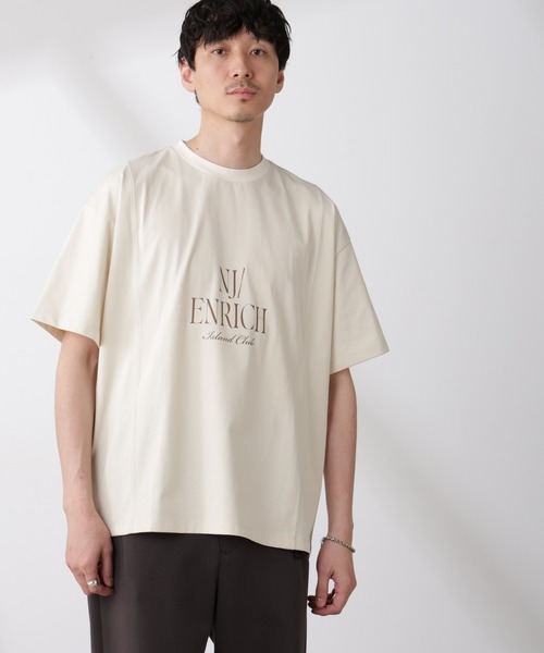 NANO universe（ナノユニバース）の「「NJ/CLUB」 ENRICHプリント切り替え Tシャツ（Tシャツ/カットソー・メンズ・ベージュ系その他/グリーン・L/M）」の3枚目の写真