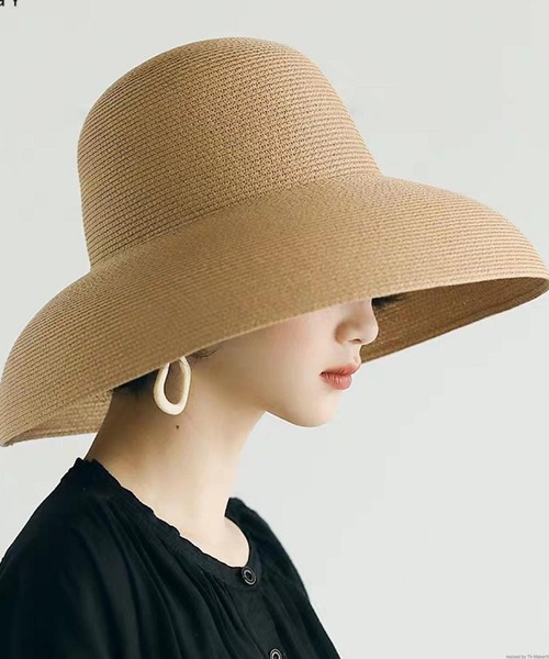 TONE SELECT GOODS(トーンセレクトグッズ)の「pur chouchou/つば広 シンプル 麦わら帽子 P4463(ハット・レディース・ブラウン/ブラック・FREE)」の5枚目の写真
