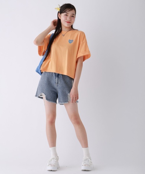 repipi armario（レピピ アルマリオ）の「チョベリグワイドTEE（Tシャツ/カットソー・キッズ・オレンジ/ブラック系1/ブラック系2/ブルー/ホワイト系1/ホワイト系2/サックスブルー・SMALL/MEDIUM/LARGE）」の14枚目の写真