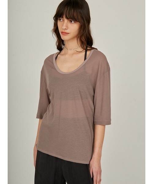 styling/（スタイリング）の「シアーカット2WAYトップス（Tシャツ/カットソー・レディース・ホワイト/モカ/ライム・FREE）」の13枚目の写真