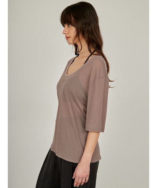 styling/（スタイリング）の「シアーカット2WAYトップス（Tシャツ/カットソー・レディース・ホワイト/モカ/ライム・FREE）」の15枚目の写真