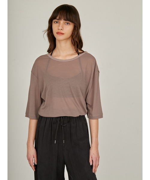 styling/（スタイリング）の「シアーカット2WAYトップス（Tシャツ/カットソー・レディース・ホワイト/モカ/ライム・FREE）」の18枚目の写真