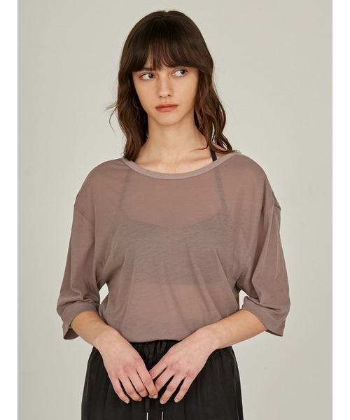 styling/（スタイリング）の「シアーカット2WAYトップス（Tシャツ/カットソー・レディース・ホワイト/モカ/ライム・FREE）」の19枚目の写真