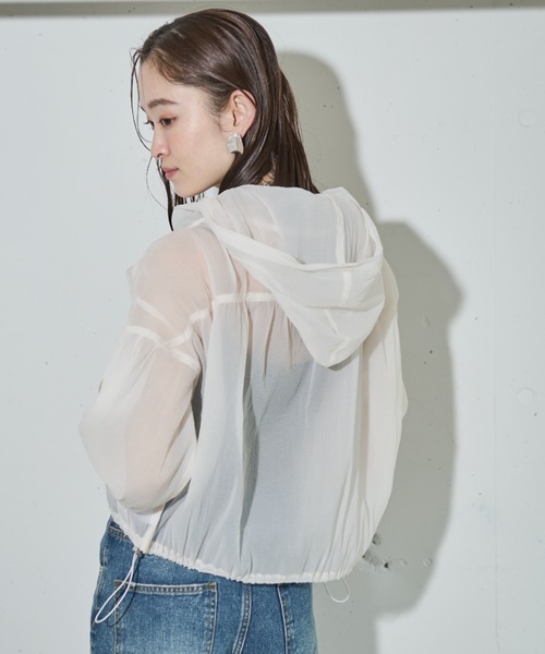 1点物★ONE&ONLY／シアーボンディングブルゾン-チェックレース×シフォン シアーブルゾン 刺繍 レース[品番：GW000004914]｜Growing Rich