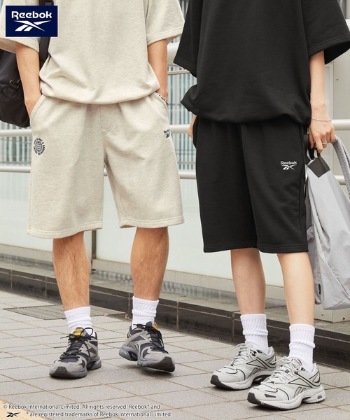 Reebok（リーボック）の「Reebok/リーボック 別注 セットアップ ダブルロゴ刺繍 ドロスト半袖プルオーバースウェット＆ショートパンツ（セットアップ・レディース・ブラック/ダークネイビー/チャコール/オートミール・L/M）」の6枚目の写真