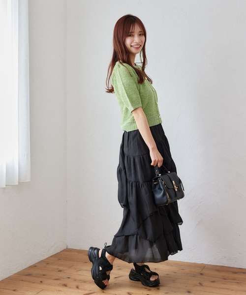 mysty woman（ミスティウーマン）の「［追加1］サマーツイードライクカーディガンSS　497233（カーディガン/ボレロ・レディース・グレー/アイボリー/ブラック/グリーン/ブルー・FREE）」の12枚目の写真