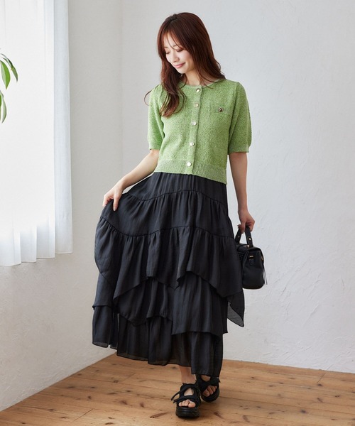 mysty woman（ミスティウーマン）の「［追加1］サマーツイードライクカーディガンSS　497233（カーディガン/ボレロ・レディース・グレー/アイボリー/ブラック/グリーン/ブルー・FREE）」の13枚目の写真