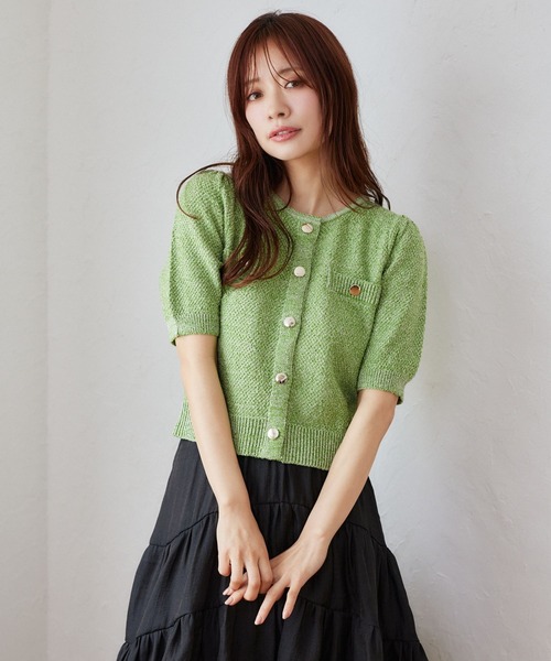 mysty woman（ミスティウーマン）の「［追加1］サマーツイードライクカーディガンSS　497233（カーディガン/ボレロ・レディース・グレー/アイボリー/ブラック/グリーン/ブルー・FREE）」の14枚目の写真
