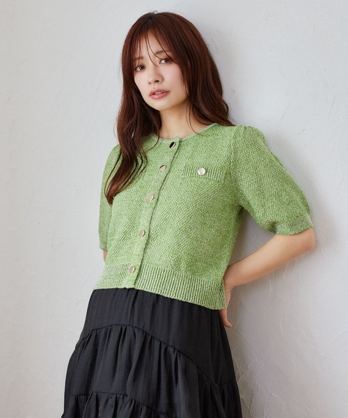 mysty woman（ミスティウーマン）の「［追加1］サマーツイードライクカーディガンSS　497233（カーディガン/ボレロ・レディース・グレー/アイボリー/ブラック/グリーン/ブルー・FREE）」の15枚目の写真