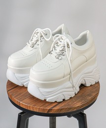 LOVE HUNTER/9.5cm厚底 レースアップスニーカー レディース ボリュームソール 韓国ファッション 美脚 脚長 スタイルアップ 厚底スニーカー(1688)