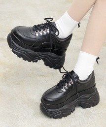 LOVE HUNTER/9.5cm厚底 レースアップスニーカー レディース ボリュームソール 韓国ファッション 美脚 脚長 スタイルアップ 厚底スニーカー(1688)