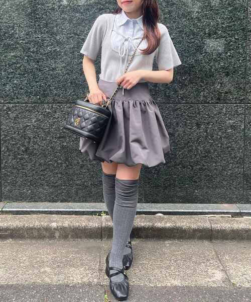 MAJESTIC LEGON（マジェスティックレゴン）の「シャツドッキングリブニット（ニット/セーター・レディース・ネイビー/ベージュ/グレー・MEDIUM）」の7枚目の写真