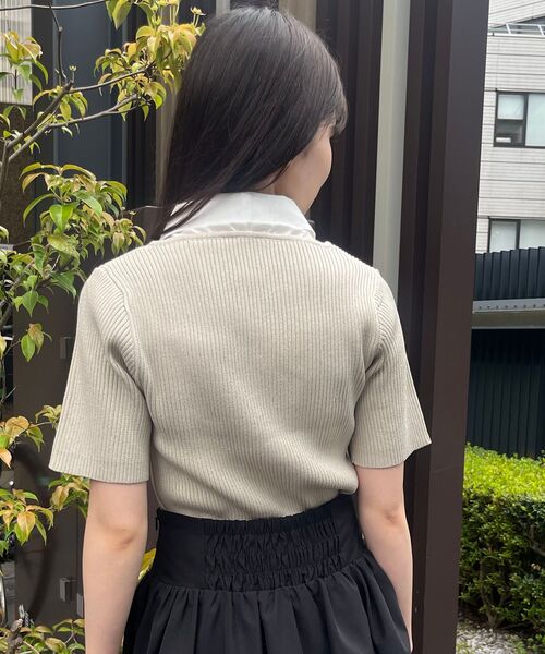 MAJESTIC LEGON（マジェスティックレゴン）の「シャツドッキングリブニット（ニット/セーター・レディース・ネイビー/ベージュ/グレー・MEDIUM）」の20枚目の写真