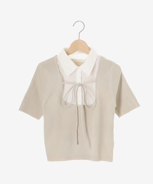 MAJESTIC LEGON（マジェスティックレゴン）の「シャツドッキングリブニット（ニット/セーター・レディース・ネイビー/ベージュ/グレー・MEDIUM）」の21枚目の写真