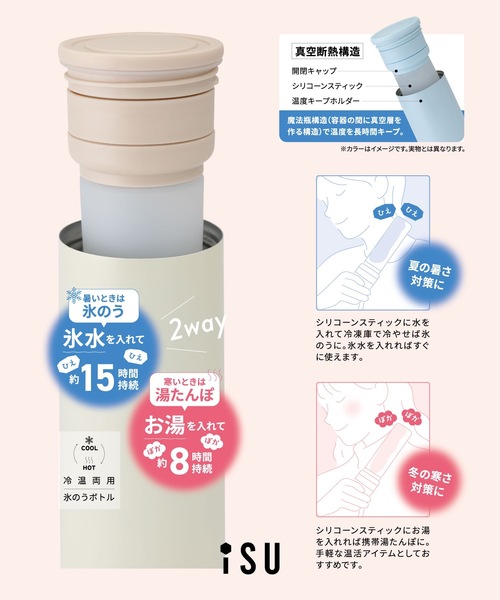 Curaful(クラフル)の「ボトル型2WAYアイススティック 【温冷対応】(湯たんぽ/氷嚢/氷のうボトル/アイススティック)アウトドア/キャンプ(アウトドアグッズ・レディース・ライトブルー/ライトベージュ/ピンク/オフホワイト/ブラック・FREE)」の12枚目の写真