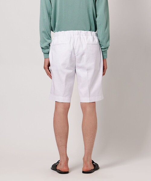 ☆ユナイデットアローズ ホワイト ハーフパンツ/ショーツ 短パン/メンズ/S DEVORE＞ ハーフギャザー ショーツ（その他パンツ）｜UNITED