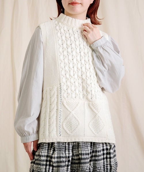 Brocante / ブロカント] コットンアクリル ぺシュールラピエセジレ