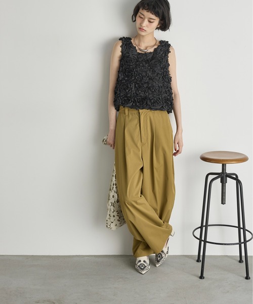 チャンキーヒールボタニカルエンブロイダリーミュール（サンダル