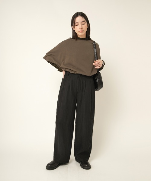 RNA-N（アールエヌエーエヌ）の「R4356 オールドリネンワイドスラックス（スラックス・レディース・ライトグリーン/ブラック/アッシュグレー/ネイビー・FREE）」の13枚目の写真